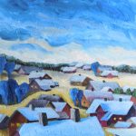 "Žiemos vakaras Markučiuose", 40X40 cm, aliejus drobė