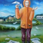 "Lietaus žinių pranešėja", 70X90 cm, aliejus drobė
